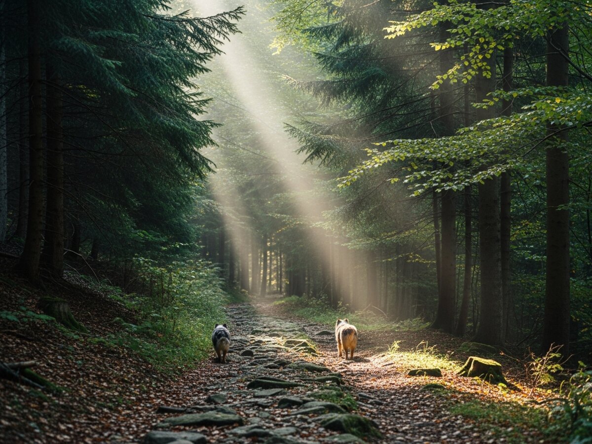 Sentier forestier de Chartreuse où les chiens sont promenés chaque matin