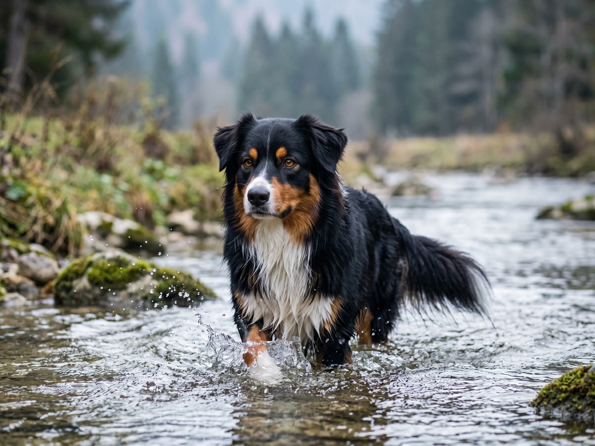 Tempo traversant le Guiers, eau jusqu'au poitrail